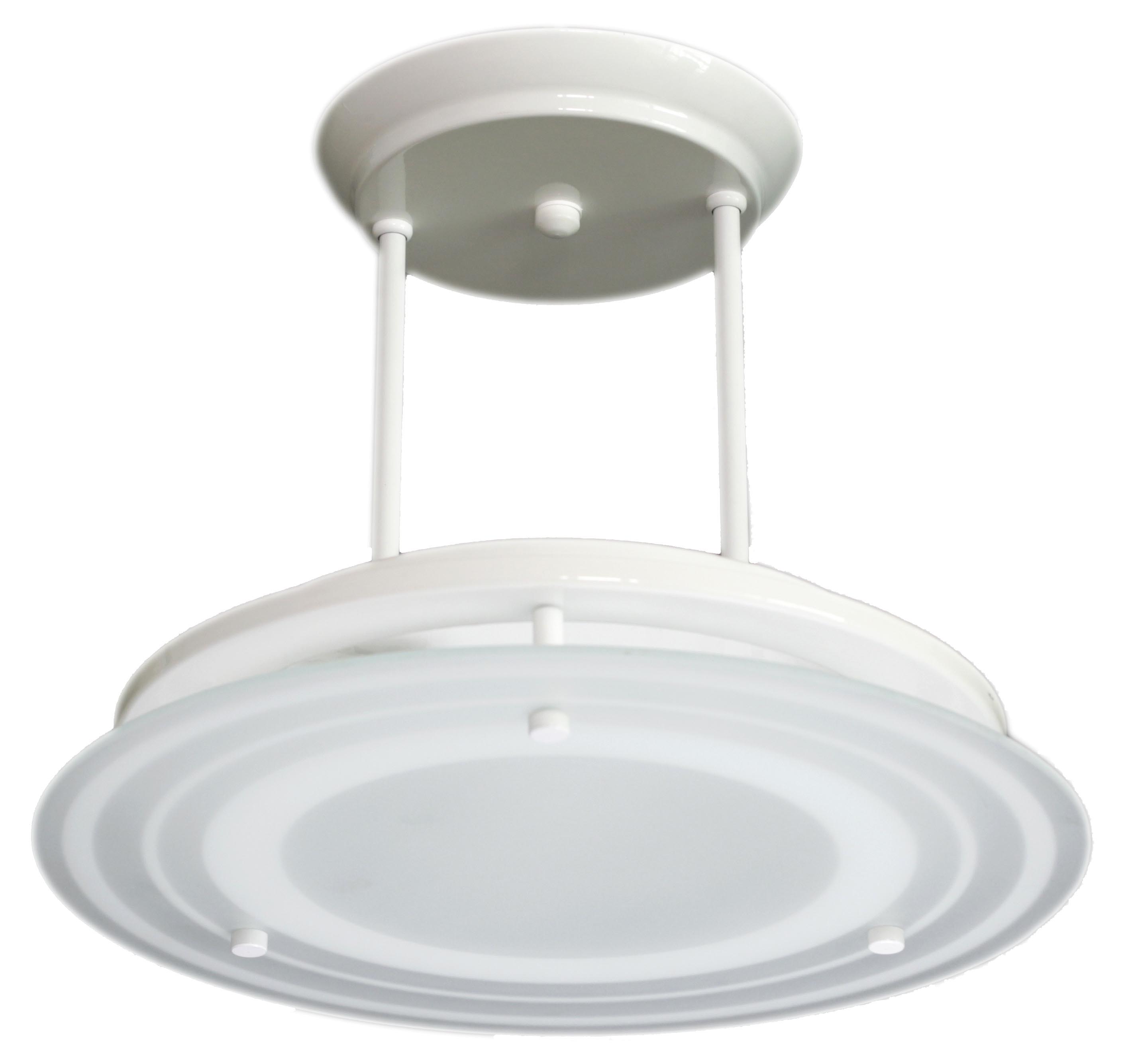 Lustre Quasar Aluminio Branco Com Vidro Fosco Filetado 350