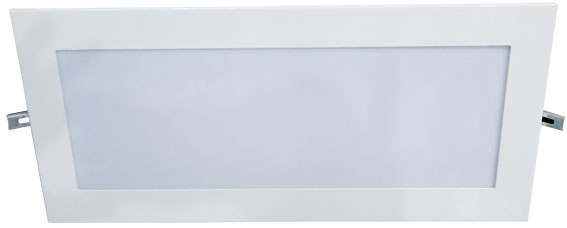 Plafon Retangular de embutir Grande em Aluminio Branco Com Vidro Leitoso