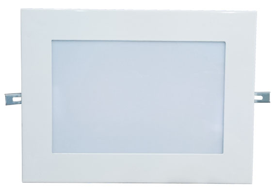 Plafon Retangular de embutir Pequeno em Aluminio Branco Com Vidro Leitoso