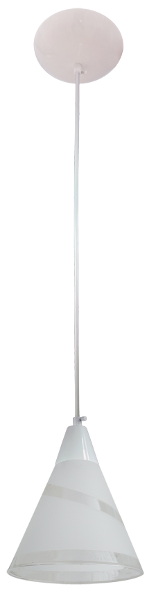 Pendente Luxor Aluminio Branco Com 1 Tulipa Cone LV190 Fosca Filetada Diagonal