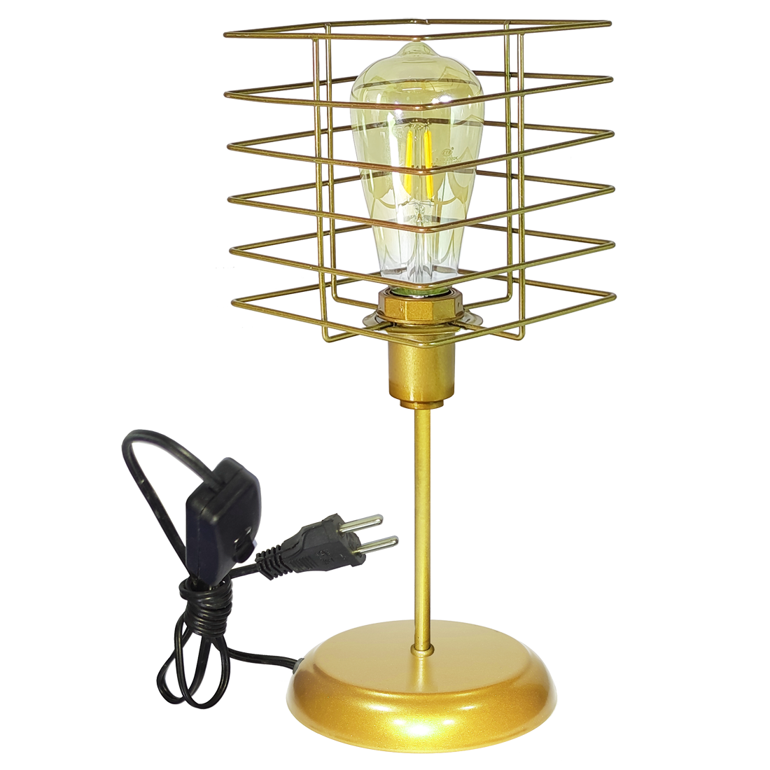 Abajur Classico Aramado Boxy Dourado                                                                