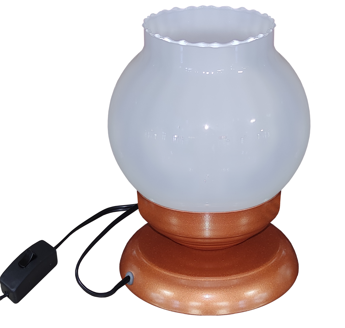 Abajur Sensitive Cobre Com Bola Americana Babada LV Branco Brilho                                   