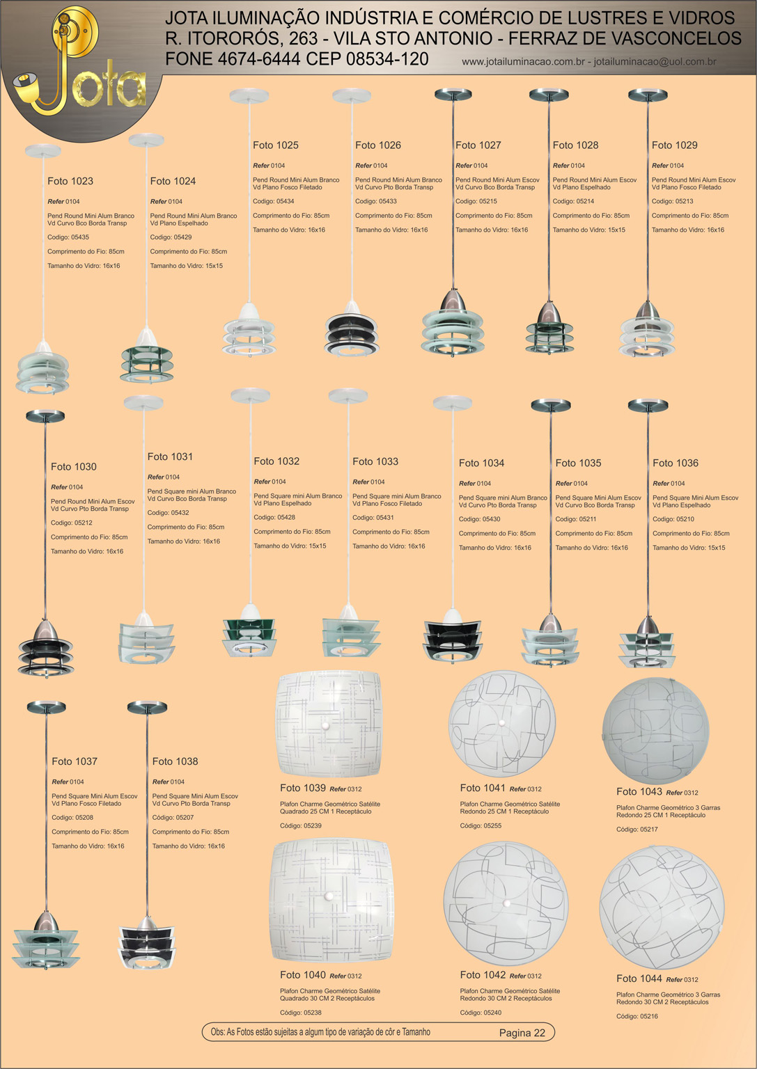 Pgina 21 - Linha de Pendentes Square e Round Mini